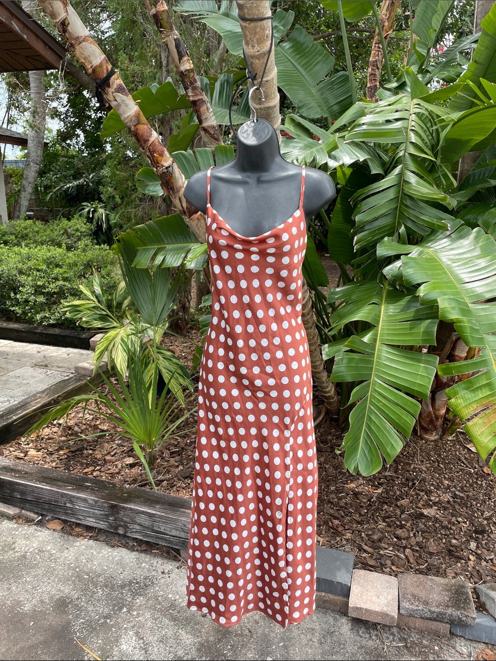 polkadot cowl neck slip dress by paper heart